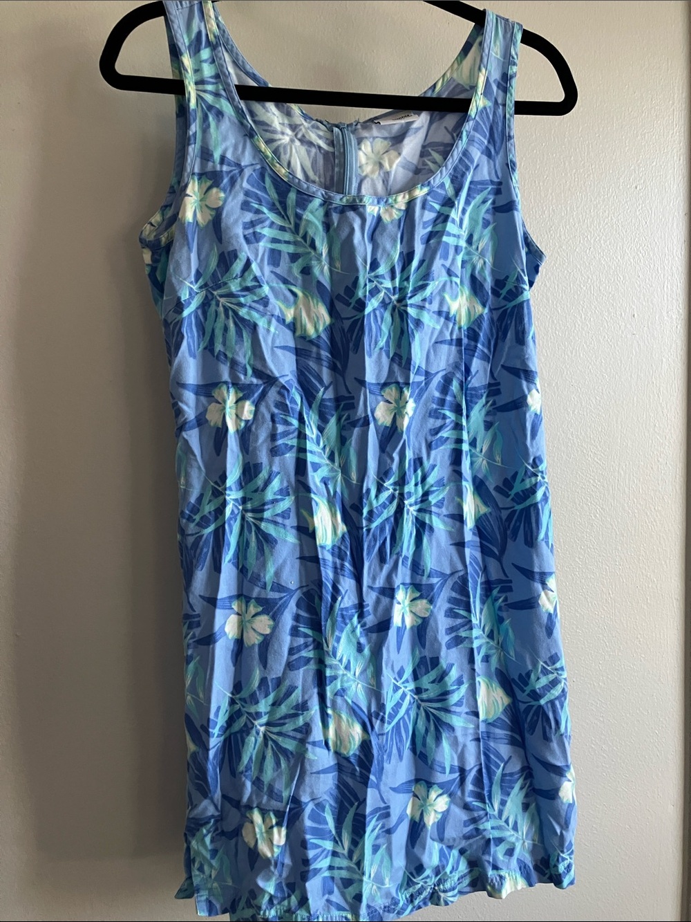 Columbia Hawaiian Blue Floral Sleeveless Summer Dress Medium